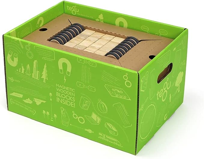 130 Piece Tegu Classroom Magnetic Wooden Block Set,Natural