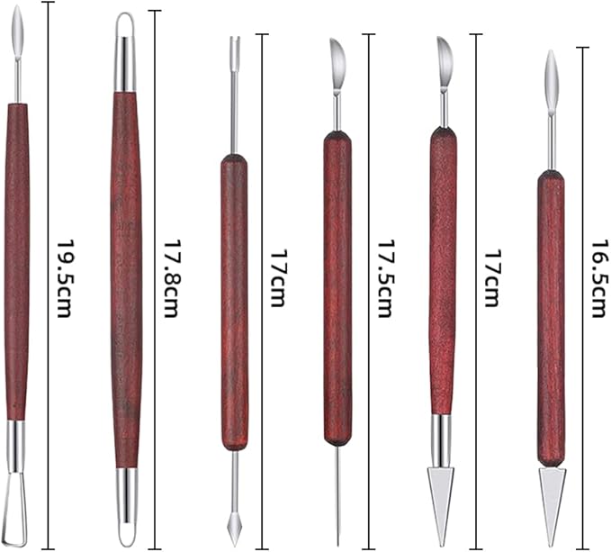 Pottery Tools and Supplies for Polymer, Yagugu 6Pcs Basic Wood Ceramics Carving Tool Supplies kit Accessories for Kids, Adults and Artists Modeling Shaping Building for Art&Craft