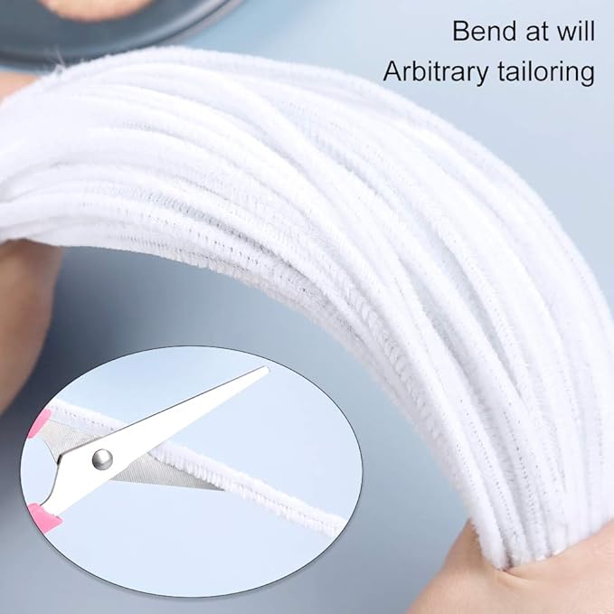 100Pcs Pipe Cleaners, Pipe Cleaners Craft, Creative Craft Pipe Cleaners for Festivals Decoration, Chenille Stems Crafting Pipe Cleaners, Craft Supplies for Home DIY Hand Arts Decorations/White