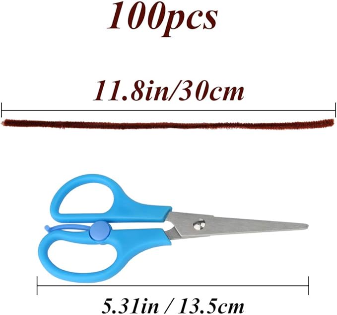 100Pcs Pipe Cleaners, Pipe Cleaners Craft, Creative Craft Pipe Cleaners for Festivals Flower Making, Chenille Stems Crafting Pipe Cleaners Craft Supplies for DIY Decorations/Dark Brown
