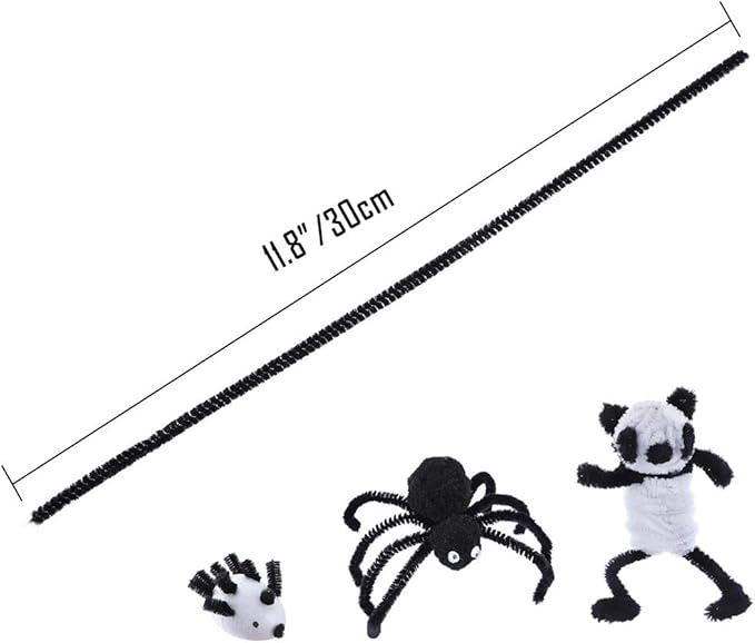 Caydo 400 Pieces Black Pipe Cleaners Craft Chenille Stems for Kids DIY Art and Craft Projects Halloween Decorations, 6mm x 12inch