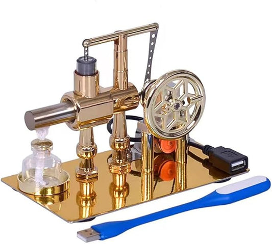 Hot Air Stirling Engine Motor Education Model Toy Electricity Power Generator LED Lights Kit Class Teaching Stirling Engine Kit for Adults Desktop Educational Physics Experiment Kit Toy Gift