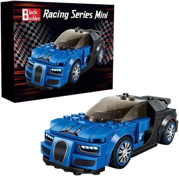 Bugatti Racing Car Building Block Set (237 Pieces). Racing Car Building Blocks for Kids and Adults (Blue)