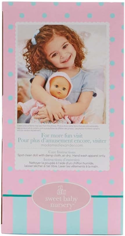 Madame Alexander 14-Inch Baby Cuddles Doll with Bottle, Pink Floral, Light Skin Tone