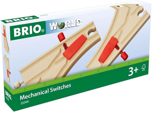 BRIO World - 33344 Mechanical Switches | 2-Piece Interactive Wooden Train Tracks Set | Enhances Motor Skills | Compatible with BRIO Toys | Great Gift for Kids Ages 3 and Up