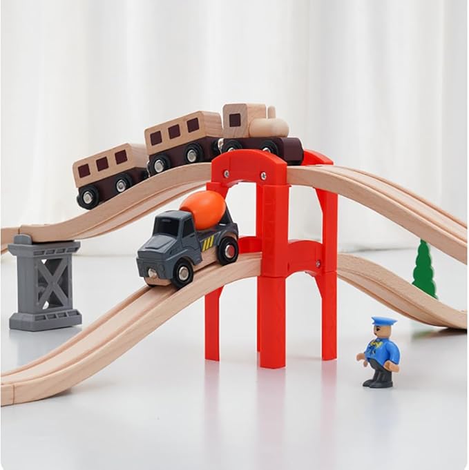 Wooden Train Bridges, Bridge Support, Wooden Train Track Accessories, Wooden Train Track, Train Tracks Compatible with All Major Brands, Wooden Toys for Girls & Boys