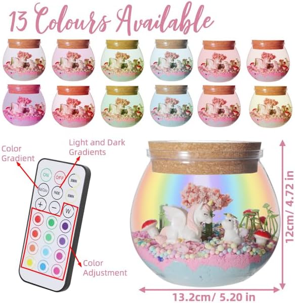 Unicorn Terrarium Kit for Girls - Light Up Terrarium Kit for Kids - Unicorn Arts and Crafts Gifts for Kids- Cool Birthday Gifts Toys for Grils Ages 6 7 8 9 10 11 12 Years Old
