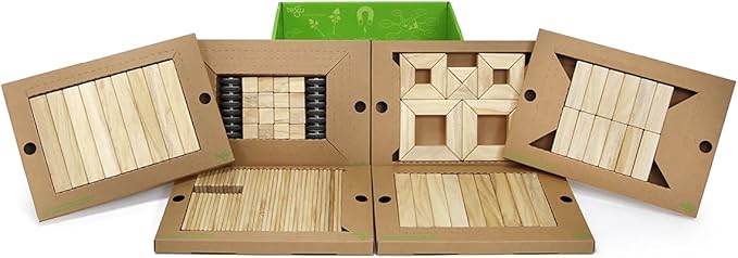 130 Piece Tegu Classroom Magnetic Wooden Block Set,Natural