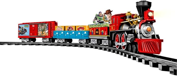 Lionel Battery-Operated Disney Toy Story Toy Train Set with Locomotive, Train Cars, Track & Remote with Authentic Train Sounds, & Lights for Kids 4+