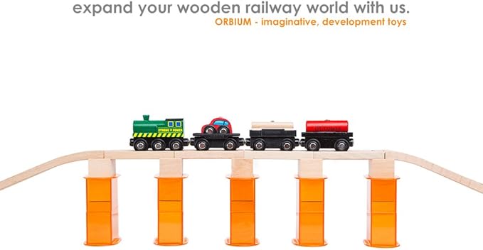 Orbrium Toys 110 Pcs Wooden Train Track Expansion Pack Compatible with Thomas Wooden Train, Brio, Thomas The Tank Engine