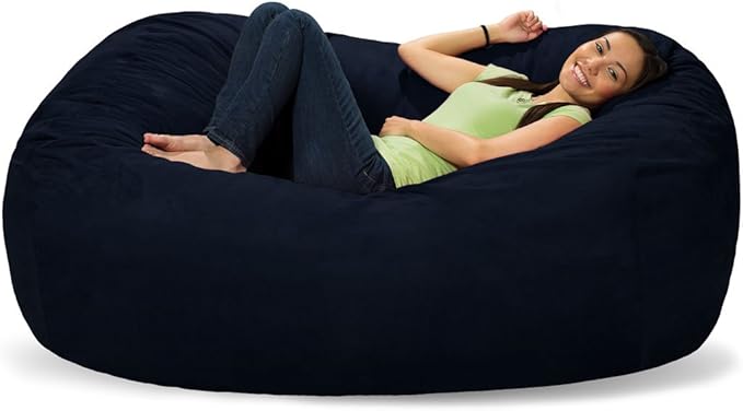 Comfy Sacks Memory Foam Bean Bag Chair, Navy Micro Suede