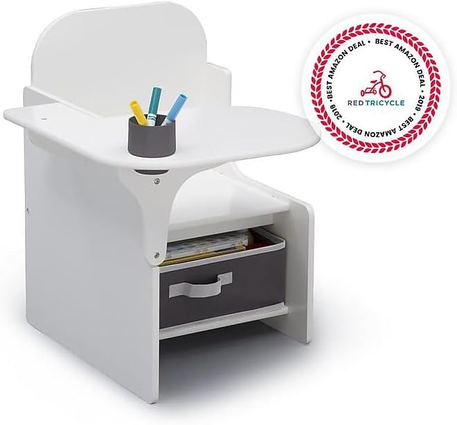 Delta Children MySize Chair Desk With Storage Bin, Bianca White