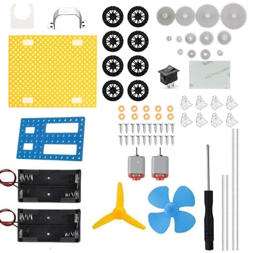 Mini Motor Kit for Kids, Electric Motor Kit with Plastic Gears, Shaft Propeller, Mini Engine Build Kit for DIY STEM Engineering Toy Science Project