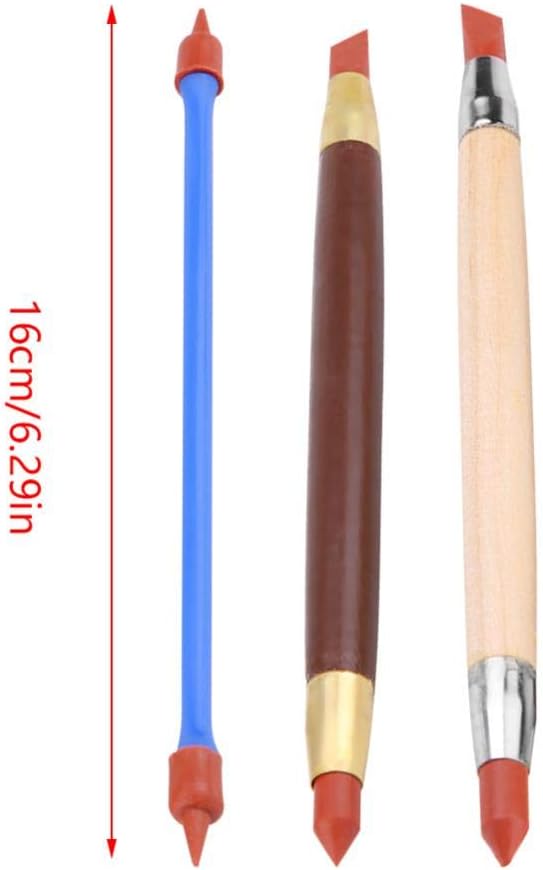 3 Pcs/set Clay Shaping Tools Silicon Polymer Head Pottery Clay Sculpting Modeling Pen Removing Traces DIY Tool