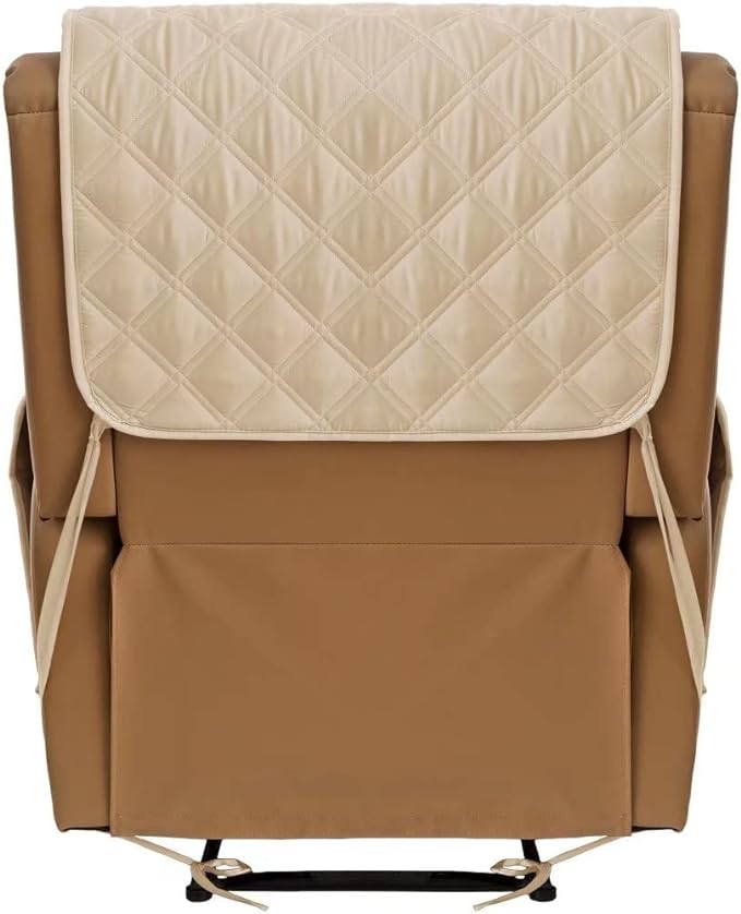 TOMORO Non-Slip Quilted Recliner Cover, 100% Waterproof Recliner Chair Slipcover Furniture Protector with Pockets, Washable Couch Cover with Elastic Straps for Kids and Pets,23 Inch