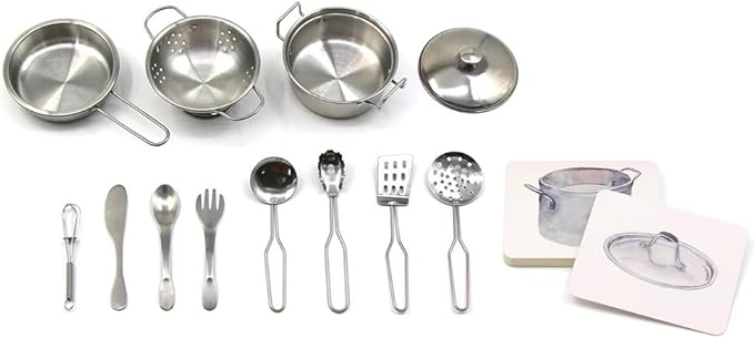 Montessori Language Materials Objects with Similar Cards 12pcs Mini Kitchen Replicas with Picture Cards