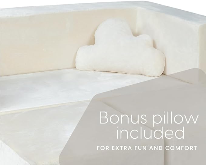 Milliard Kids Couch - Modular Kids Sofa for Toddler and Baby Playroom/Bedroom Furniture (Ivory) with Bonus Pillow