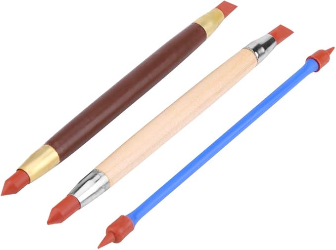 3 Pcs/set Clay Shaping Tools Silicon Polymer Head Pottery Clay Sculpting Modeling Pen Removing Traces DIY Tool