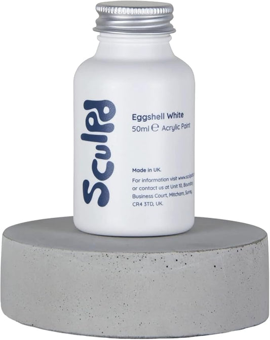 Sculpd Eggshell White Thick Acrylic Paint White Base Coat - Non Toxic Paint for Wood, Air Dry Clay, Pottery, Canvas, Hobby, Craft, Fabric, Rocks - Waterproof Professional Grade Acrylic Paint, 70ml