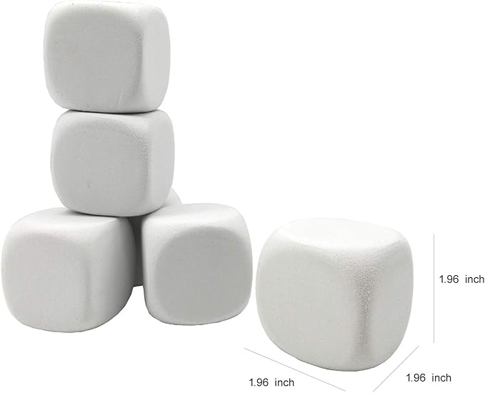 White EVA Foam Dices for Kids Graffiti-Building Blocks,Creative Painting, Party Supplies, 1.96 inchs, 12PCS