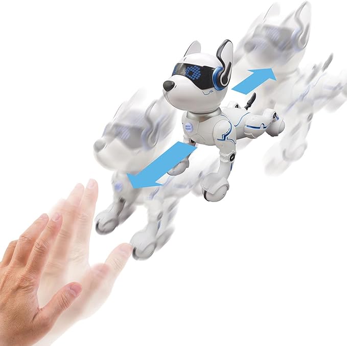 LEXiBOOK Power Puppy - My Smart Dog Robot to Train - Programmable Robot with Remote Control, Training and Gesture Control Function, Dance, Music, Light Effects, Toy for Children - DOG01