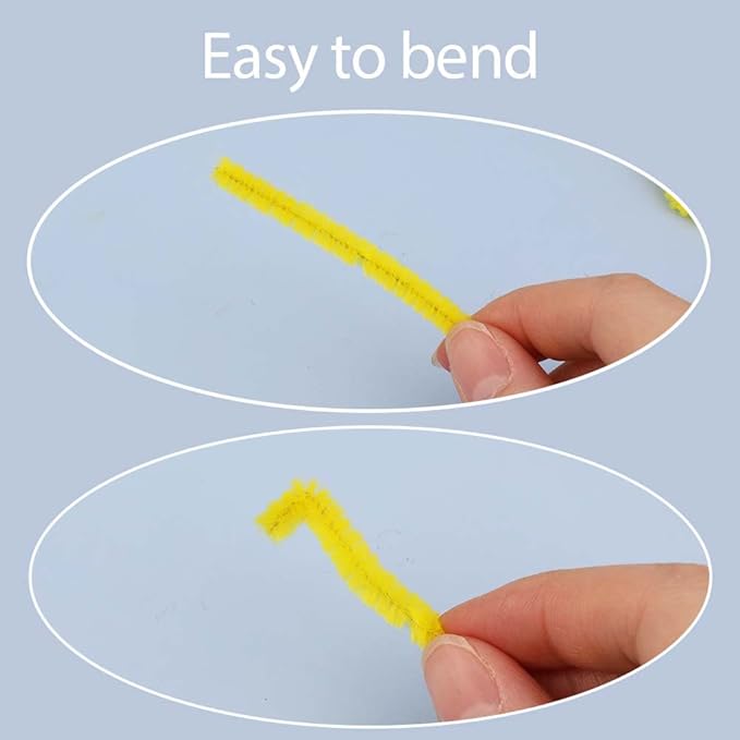 100 Pieces Pipe Cleaners Chenille Stem, Solid Color Pipe Cleaners Set for Pipe Cleaners DIY Arts Crafts Decorations, Chenille Stems Pipe Cleaners (Yellow)