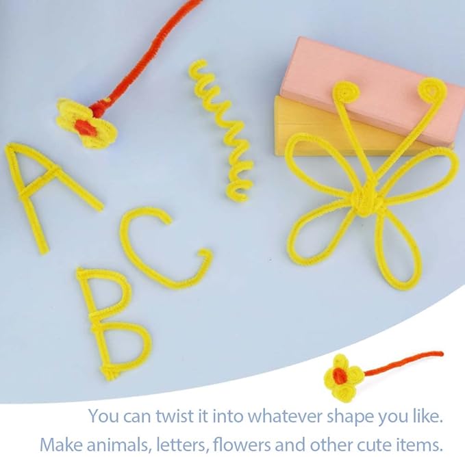 100 Pieces Pipe Cleaners Chenille Stem, Solid Color Pipe Cleaners Set for Pipe Cleaners DIY Arts Crafts Decorations, Chenille Stems Pipe Cleaners (Yellow)