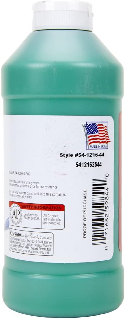 Crayola Premier Tempera Paint For Kids - Green (16oz), Kids Classroom Supplies, Great For Arts & Crafts, Non Toxic, Easy Squeeze Bottle