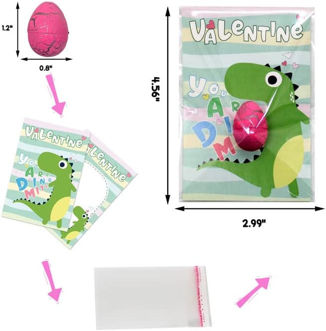 Valentines Day Gifts for Kids, 30 Pack Valentines Cards with Dinosaur Egg Hatching Bulk, Funny Dino Eggs Valentine Exchange Cards for Girls Boys Class School Classroom Party Favors