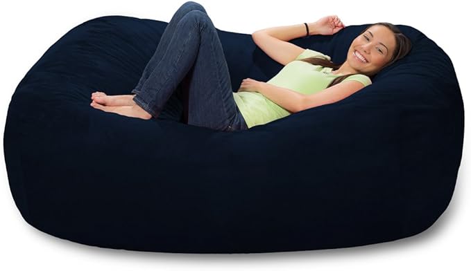 Comfy Sacks Memory Foam Bean Bag Chair, Navy Micro Suede