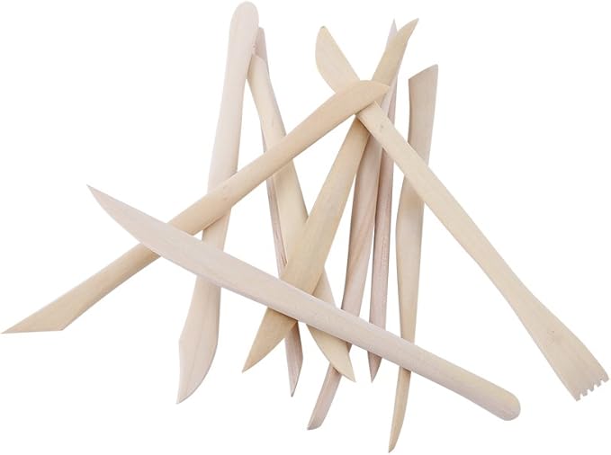 10pcs Clay Tools Set, Wood Polymer Modeling Tools DIY Wooden Clay Sculpting Tools Kits for Beginners Professionals Kids Pottery Sculpture