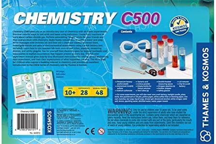 Thames & Kosmos Chemistry Chem C500 Science Kit with 28 Guided Experiments 48 Page Science Guide Parents’ Choice Silver Award Winner, 13.1" L x 2.6" W x 8.9" H