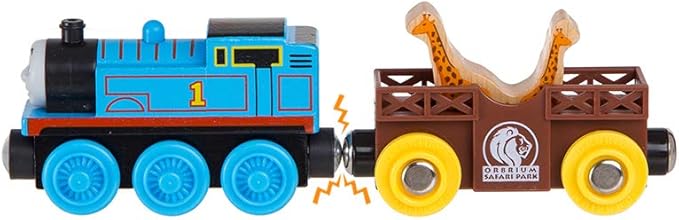 Orbrium Toys 12 (18 Pcs) Wooden Engines & Train Cars Collection with Animals, Farm Safari Zoo Wooden Animal Train Cars, Circus Wooden Train Compatible with Thomas, Brio, Chuggington