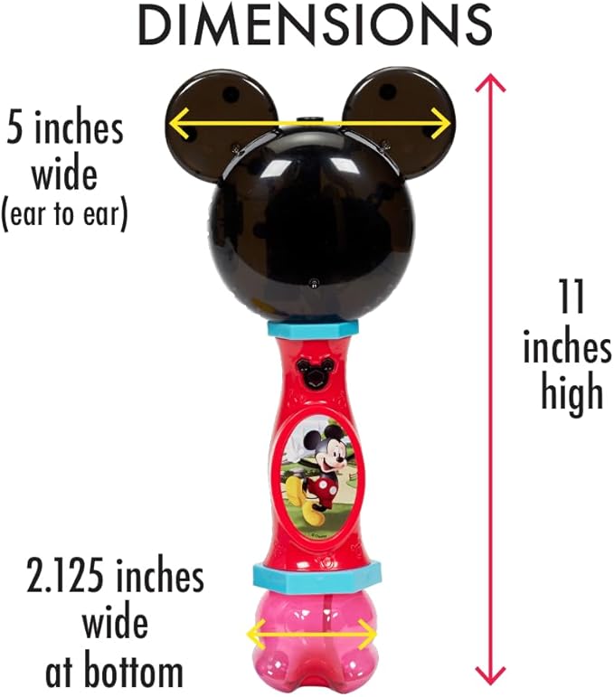 Little Kids Disney Mickey Mouse Light and Sound Musical Bubble Wand, Includes Bubble Solution, Multi (20511)