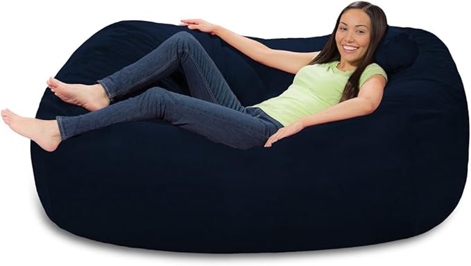 Comfy Sacks Memory Foam Bean Bag Chair, Navy Micro Suede