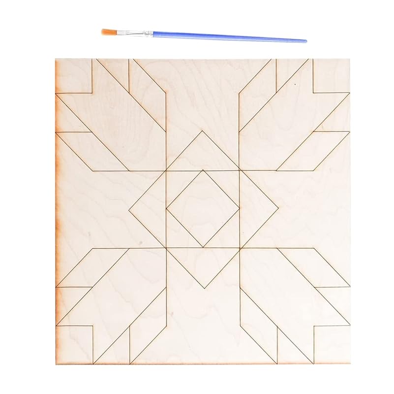 Unfinished Barn Quilt Square Wooden Sign, Country Decor Canvas Quilts Blocks (6 inches, Tulip)