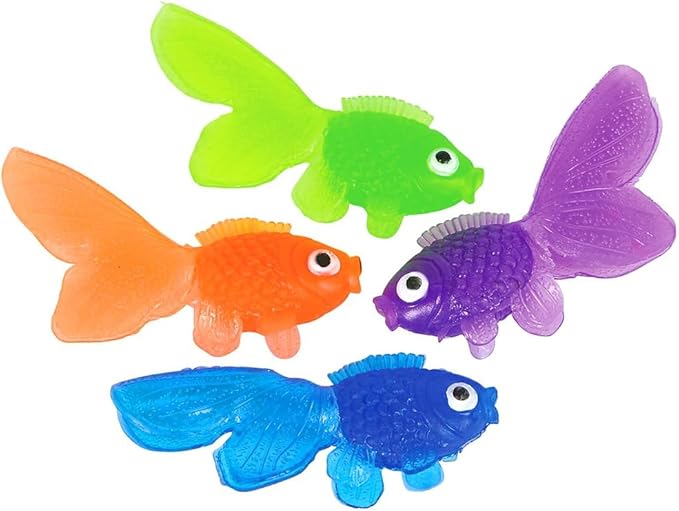 Plastic Vinyl Goldfish - 720pcs, 2 Inches Long Gold Fish Toys in Assorted Colors for Party Favors, Carnival Kids Prizes, Decorations, Crafts, Games and Birthday Party Supplies, Stocking Stuffers