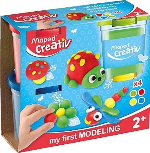Maped Creativ My First Premium Modeling Dough - 4 4.2 oz pots - Kids Creating Clay Sculptures - Variety of Vibrant Colors - Super-Soft - Non-Stick Texture - Improves Sensory Skills