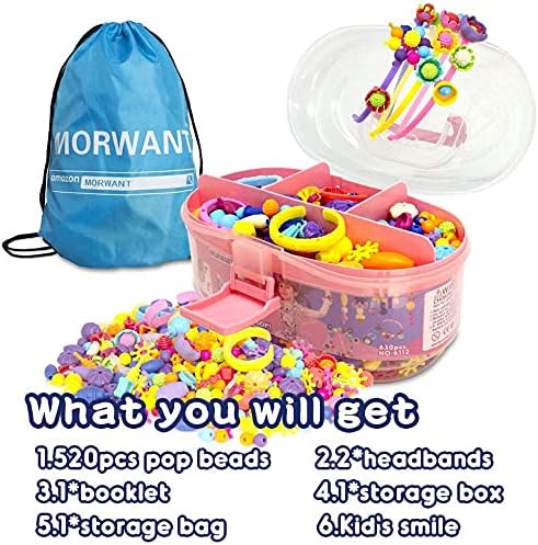 Pop Beads, Jewelry Making Kit for Girls, Art and Craft Toys Gift, DIY Bracelets Necklace Hairband and Rings Creativity Set for Kids Age 3 4 5 6 7 8 Year Old