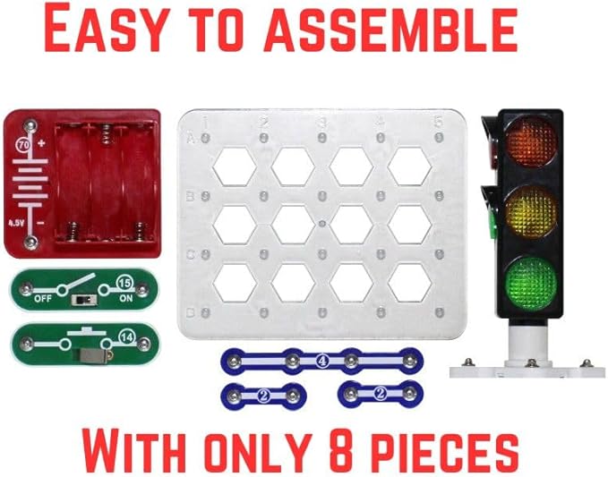 Traffic Light Toy for Kids Circuit Toy - Easy to Build STEM Kit for Kids Aged 3+. with Flashing Lights & Realistic Sounds, Perfect Educational Gift