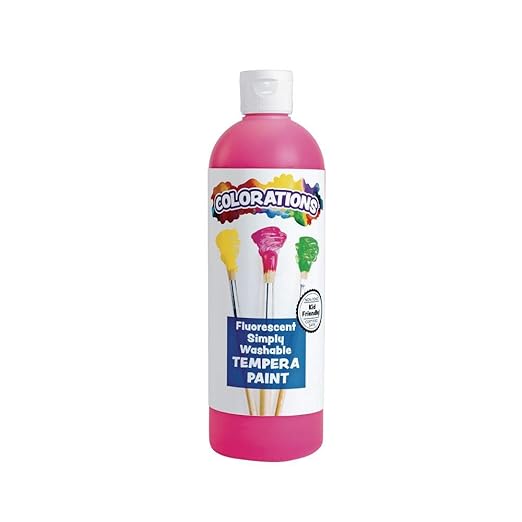Colorations Washable Tempera Paint, 16 fl oz, Fluorescent Pink, Neon, Non Toxic, Vibrant, Bold, Bright, Kids Paint, Craft, Hobby, Fun, Art Supplies
