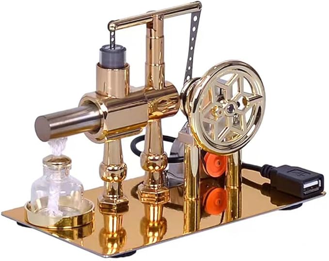 Hot Air Stirling Engine Motor Education Model Toy Electricity Power Generator LED Lights Kit Class Teaching Stirling Engine Kit for Adults Desktop Educational Physics Experiment Kit Toy Gift