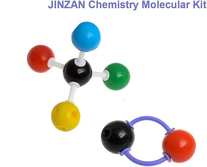 Jingzan 136 Pieces Organic Chemistry Model Kit, Chemistry Molecular Model Kit Set for Student or Teacher - 59 Atoms & 76 Bonds & 1 Short Link Remover Tool - Science Toys