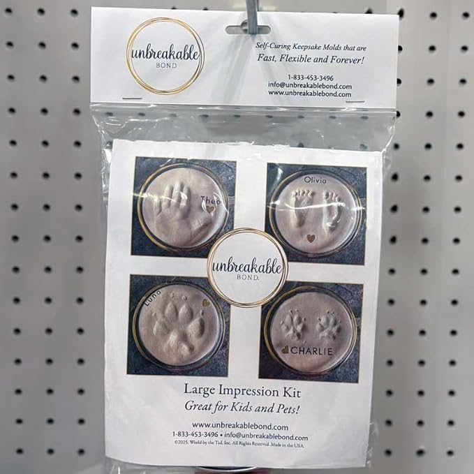 Unbreakable Bond Impression Kit, Self-Curing Keepsake Molds with Gold Display Tin, Two-Part Molding Putty, No Baking Required (Large)