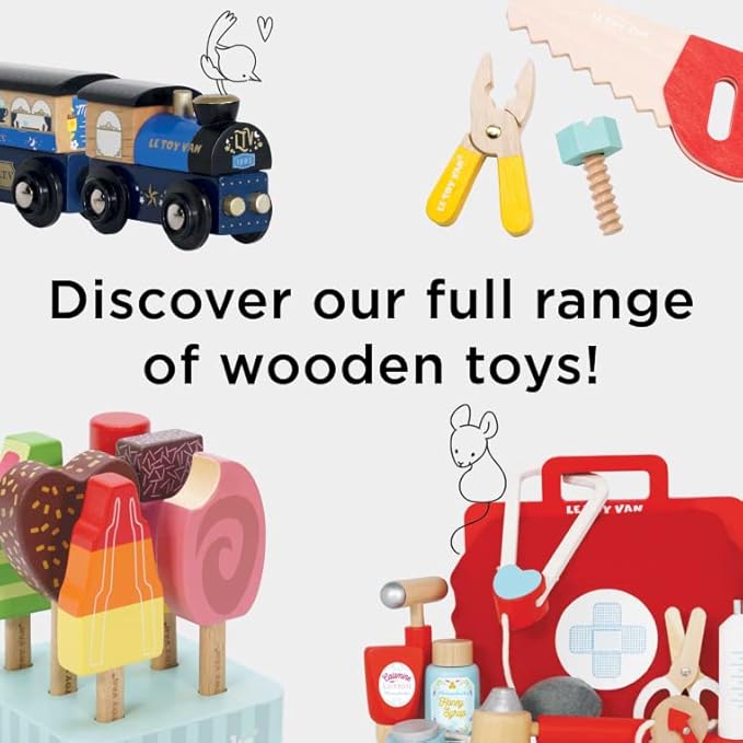 Le Toy Van - Educational Wooden Toy Role Play Beautiful Sleigh Doll Cot & Crib | Girls Pretend Play Toy Pram Playset - for Ages 3+