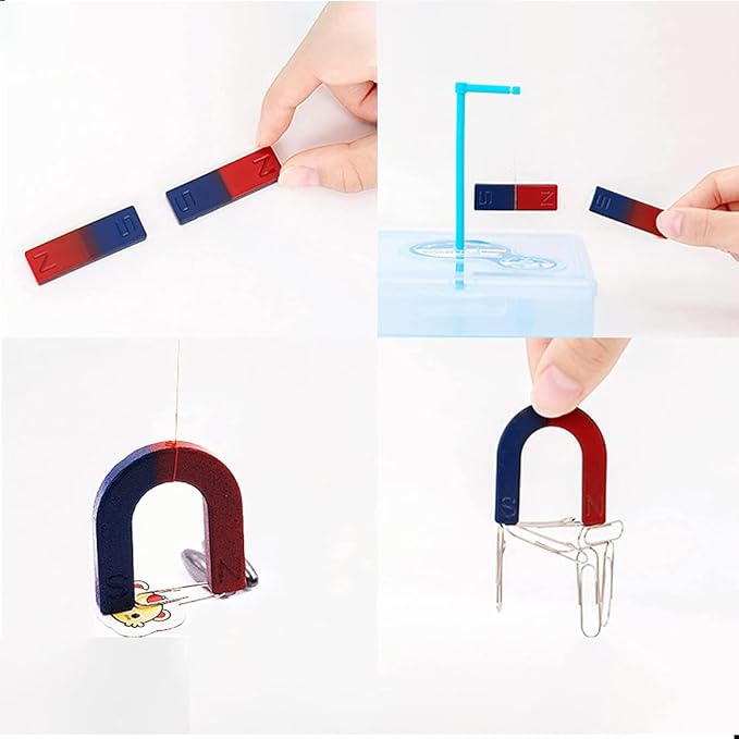 Magnet Science Kit, Magnetic Experiments Games Physical Mechanics Teaching Tools Equipment Compass Aids DIY Magnets Set Stones Mutual Attraction Decompression Toy Free Combination Office Stress Toy
