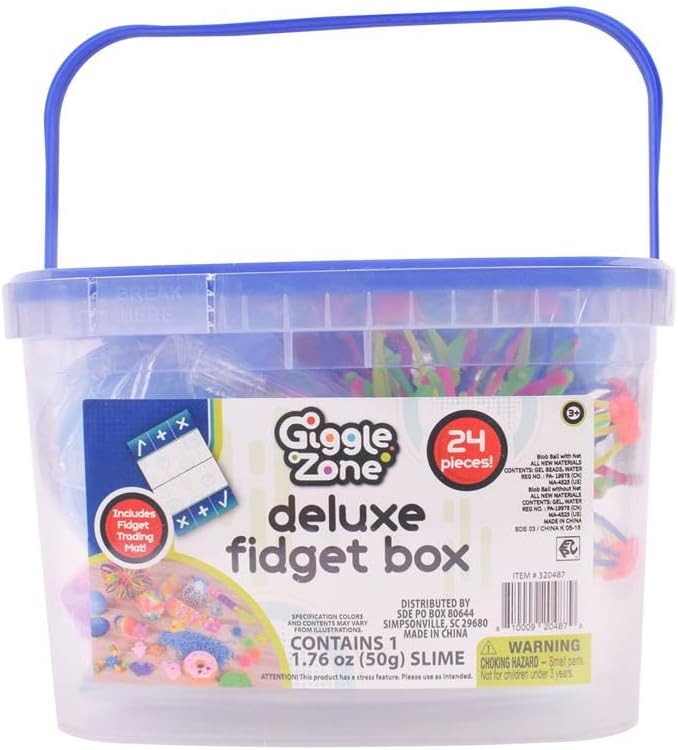 Sunny Days Entertainment 24 Piece Fidget Box, Sensory Toys with Storage Container, Party Favor, Treasure Box, Carnival, Pinata Stuffers, Adult Stress Relief, ADHD Toy