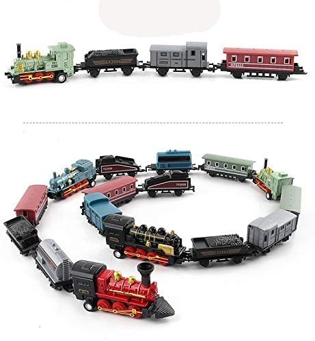 Exasinine 4 Sets Steam Train Model Train Set Pull-Back Trains Die-Cast Metal Locomotive for Display or Play Ideal Home Decor and Gift for Train Enthusiasts Collectors Boys and Girls