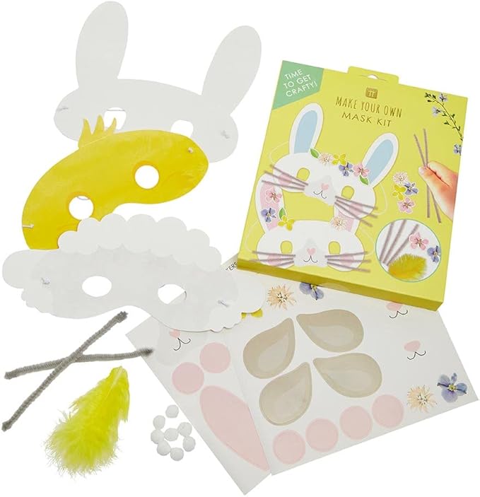 Talking Tables Easter Mask Making Craft Kit for Kids - Pack of 6 | Children Art Supplies, Fun Activities, Decorate for an Egg Hunt, Parade, Creative Gift (TSBUNNY-Masks)
