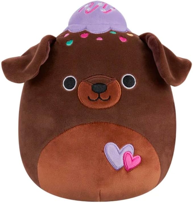 Squishmallows 2025 Original 8-Inch Valentine Squad Plush - Collectible Soft & Squishy Mini Stuffed Animal Toy - Add to Your Squad - Gift for Kids, Girls & Boys (Rico Chocolate Brownie Dog)